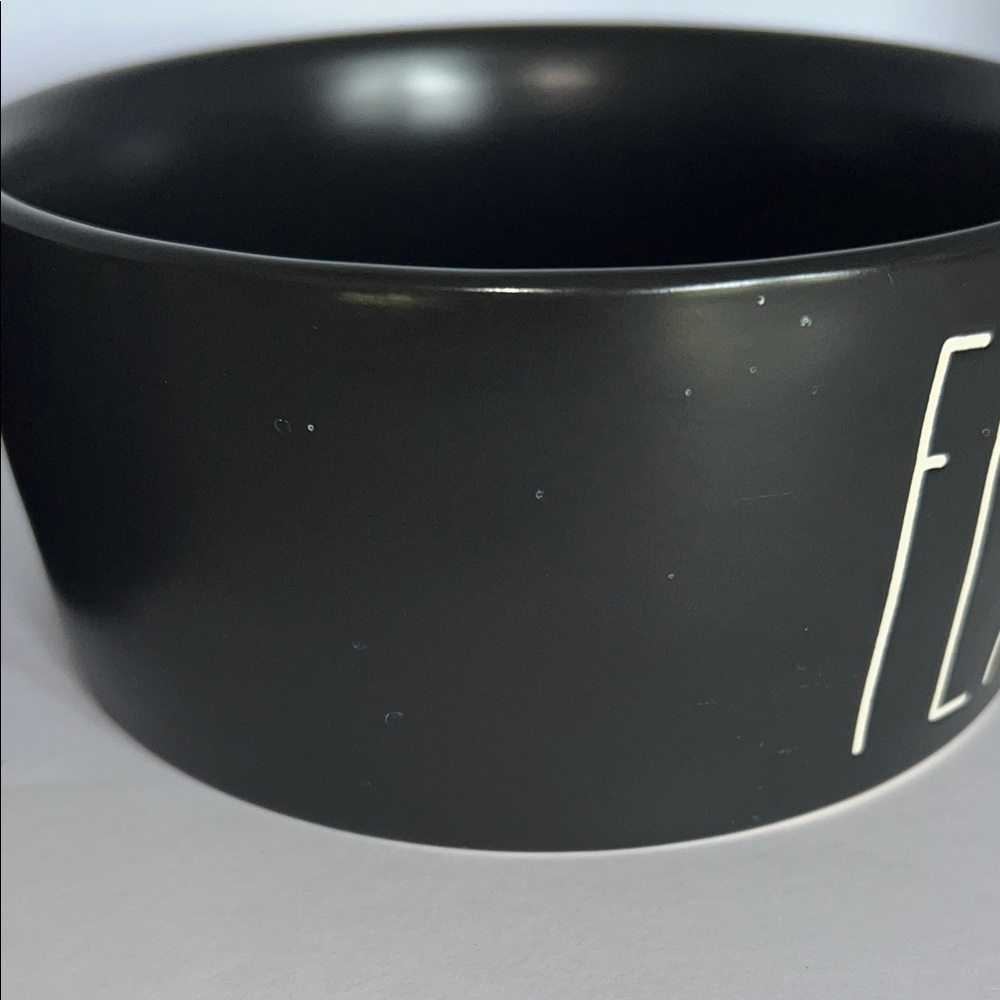 Rae Dunn Black Ceramic Dog Bowl Set - Feast & Dogs Rule - Picture 7 of 8